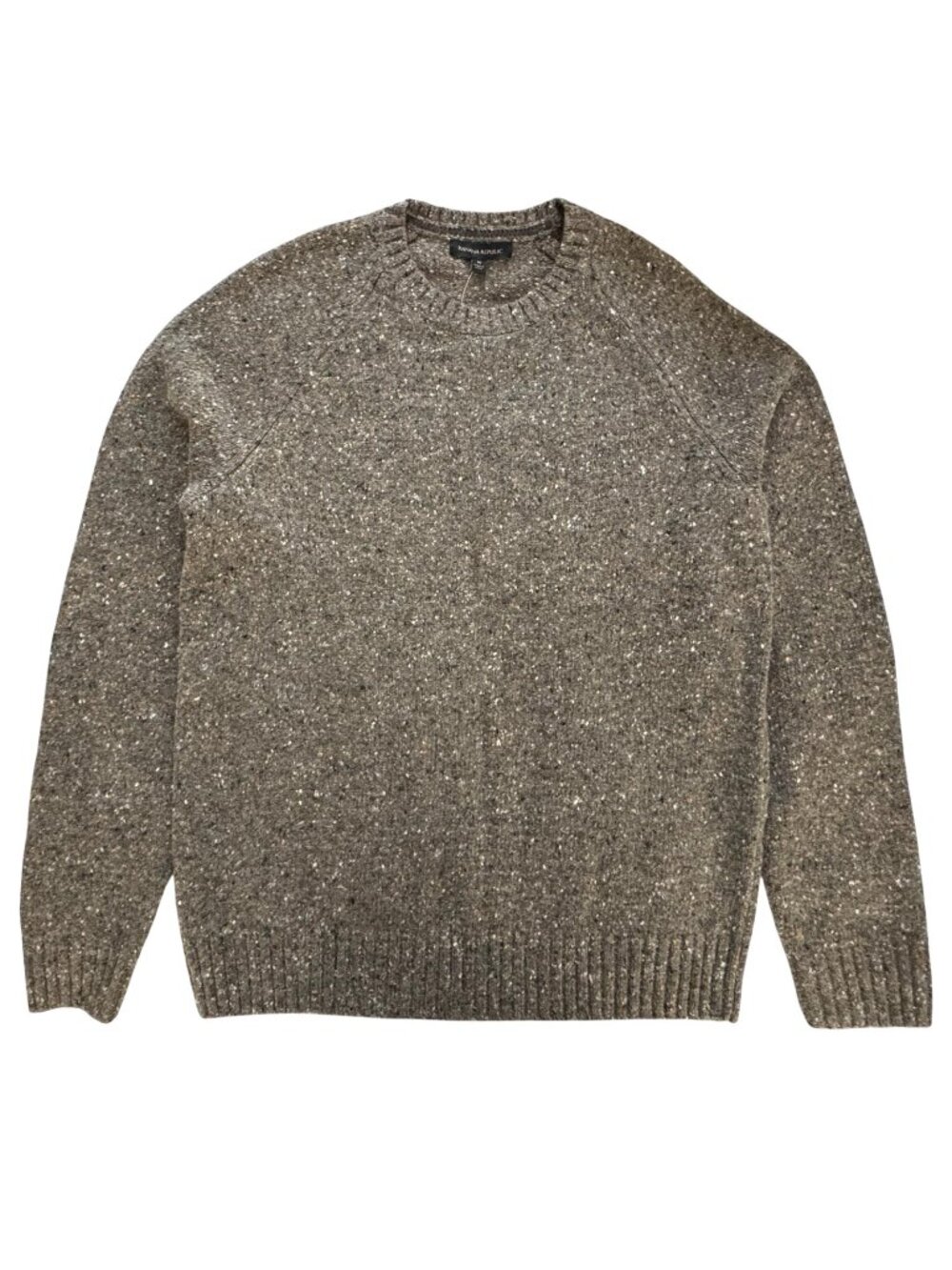 BANANA REPUBLIC Men’s Khaki Roots Donegal-Style Crewneck Sweater, Sz Medium